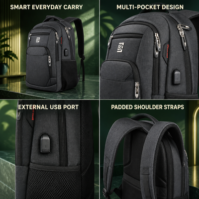 Slim Anti-Theft Laptop Backpack with USB Charging Port