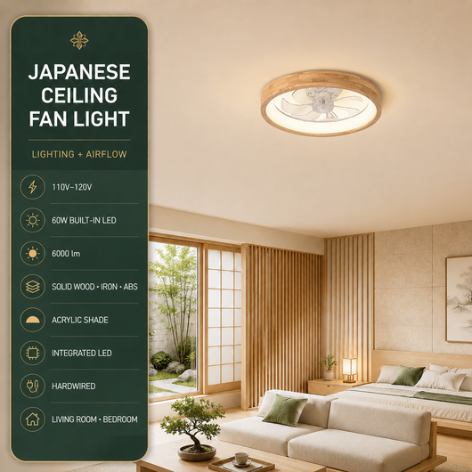 Nagi Wood Ceiling Fan Light