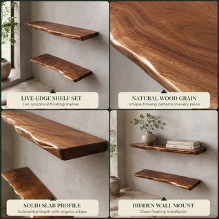 Live Edge Floating Wood Shelf