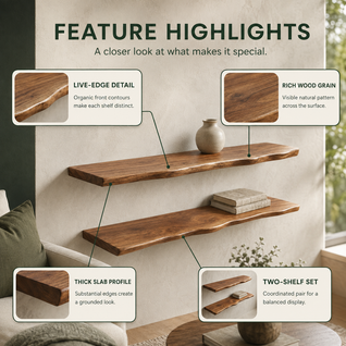 Live Edge Floating Wood Shelf