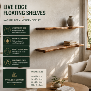 Live Edge Floating Wood Shelf
