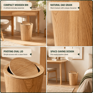 Wood Grain Rotating Trash Can