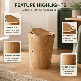 Wood Grain Rotating Trash Can