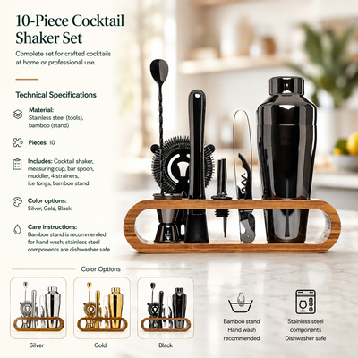 10-Piece Bamboo Cocktail Kit
