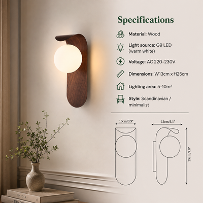 Nordic Wood LED Wall Sconce
