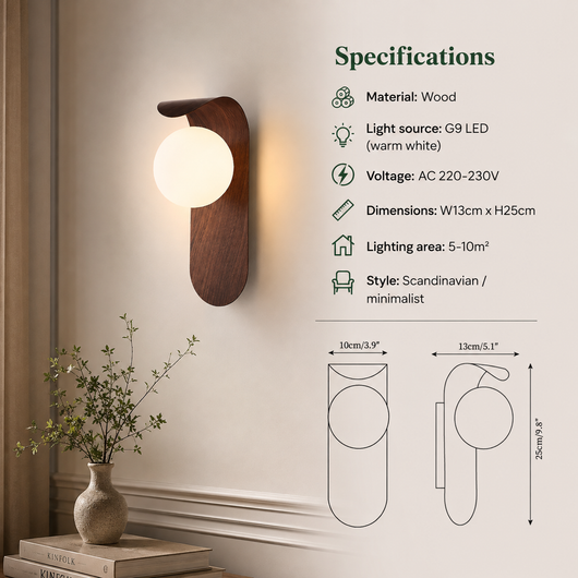 Nordic Wood LED Wall Sconce