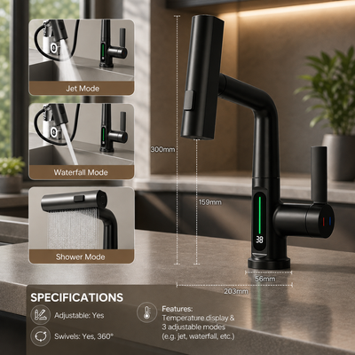 Temperature Display Kitchen Faucet