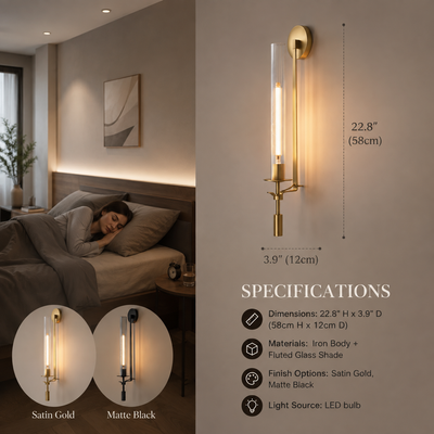 Clarion Fluted Glass Wall Sconce