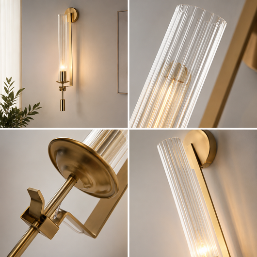 Clarion Fluted Glass Wall Sconce