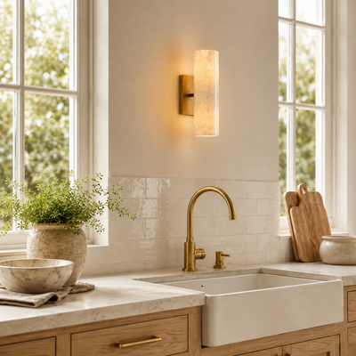Alabaster Tube Wall Sconce