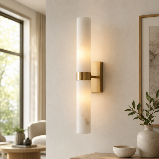 Alabaster Double Tube Wall Sconce