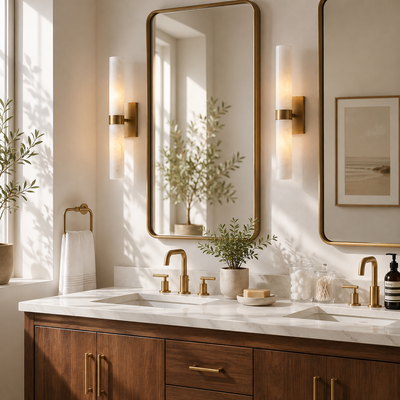Alabaster Double Tube Wall Sconce