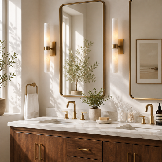 Alabaster Double Tube Wall Sconce