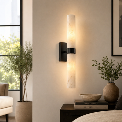 Alabaster Double Tube Wall Sconce