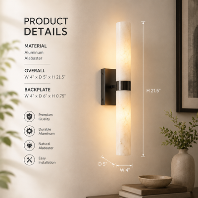 Alabaster Double Tube Wall Sconce