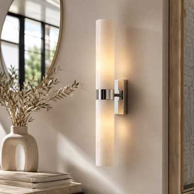 Alabaster Double Tube Wall Sconce