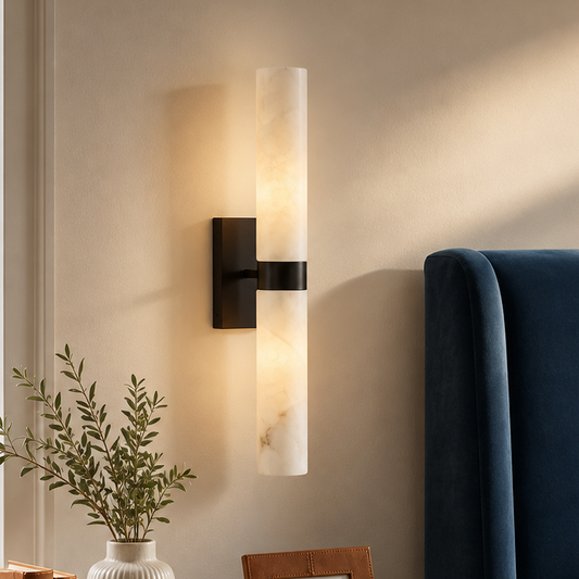 Alabaster Double Tube Wall Sconce