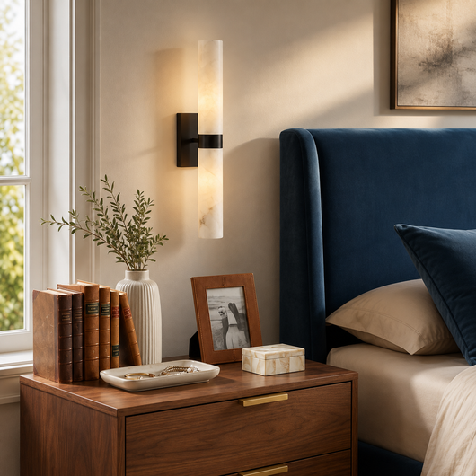 Alabaster Double Tube Wall Sconce