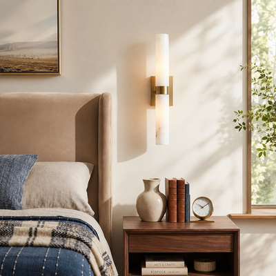 Alabaster Double Tube Wall Sconce