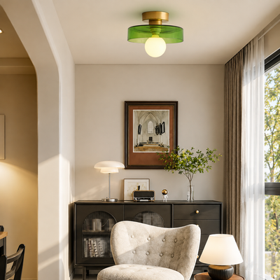 Brass Glass Dome Ceiling Light