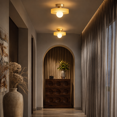 Brass Glass Dome Ceiling Light