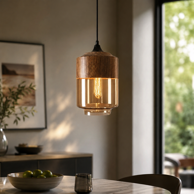 Warm Wood Pendant Light