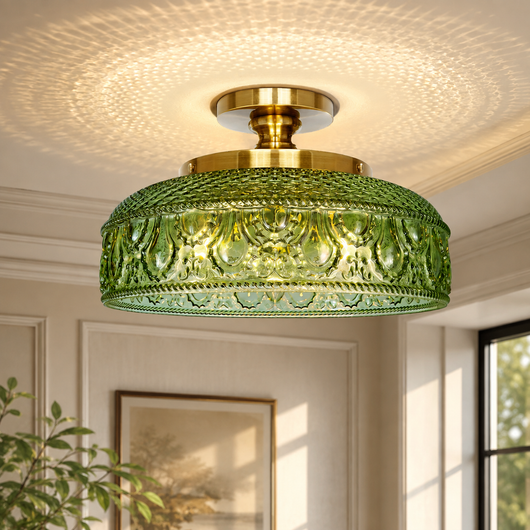 Modern Textured Glass Disc Ceiling Light