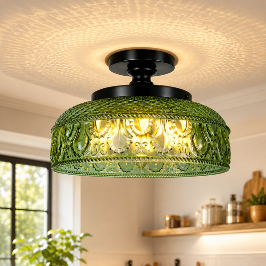 Modern Textured Glass Disc Ceiling Light