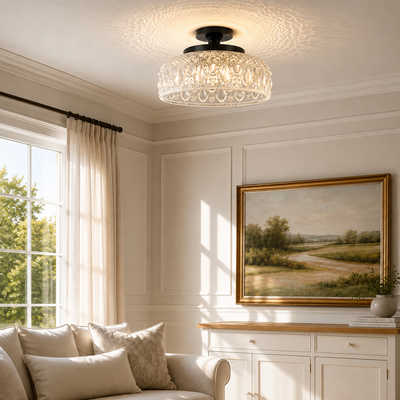 Modern Textured Glass Disc Ceiling Light