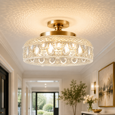 Modern Textured Glass Disc Ceiling Light