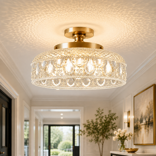 Modern Textured Glass Disc Ceiling Light