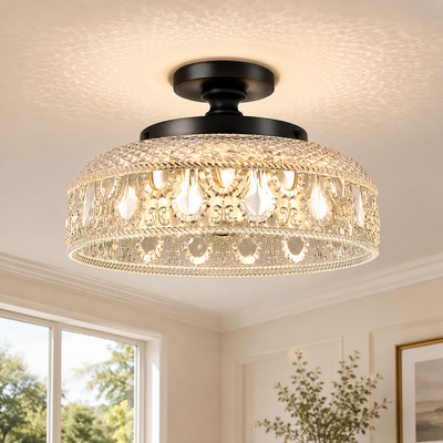 Modern Textured Glass Disc Ceiling Light