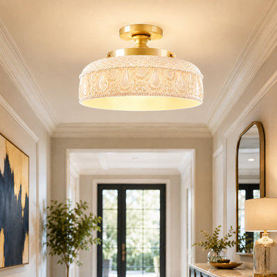 Modern Textured Glass Disc Ceiling Light