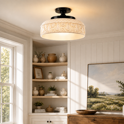 Modern Textured Glass Disc Ceiling Light