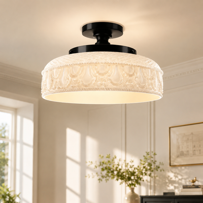 Modern Textured Glass Disc Ceiling Light