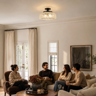 Modern Textured Glass Disc Ceiling Light