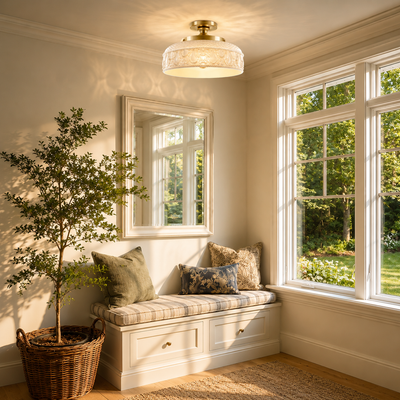 Modern Textured Glass Disc Ceiling Light