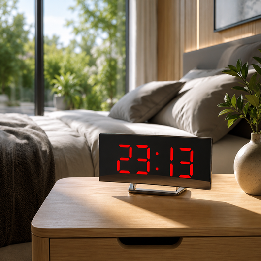 Curved LED Digital Alarm Clock