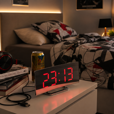 Curved LED Digital Alarm Clock