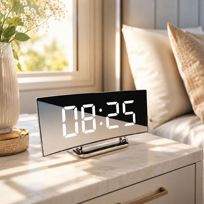 Curved LED Digital Alarm Clock