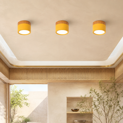 Button Wood Ceiling Light