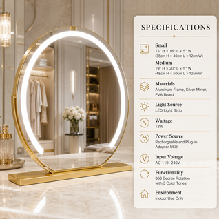 Rotating LED Vanity Mirror