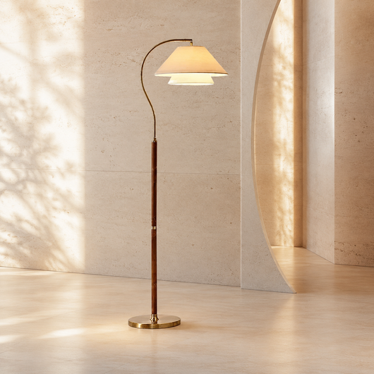 Cygnus Arched Wood Floor Lamp