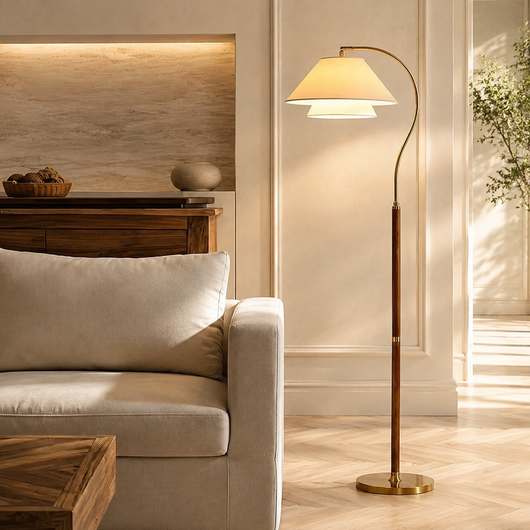Cygnus Arched Wood Floor Lamp