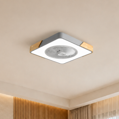 Wood Accent Flush Mount Ceiling Fan