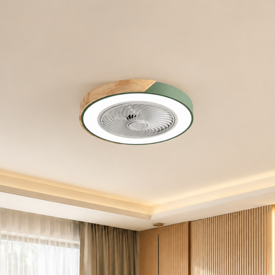 Wood Accent Flush Mount Ceiling Fan