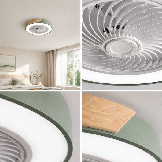 Wood Accent Flush Mount Ceiling Fan