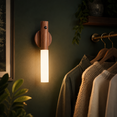 Wooden Motion Sensor Wall Light