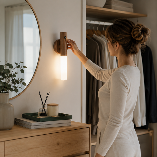 Wooden Motion Sensor Wall Light