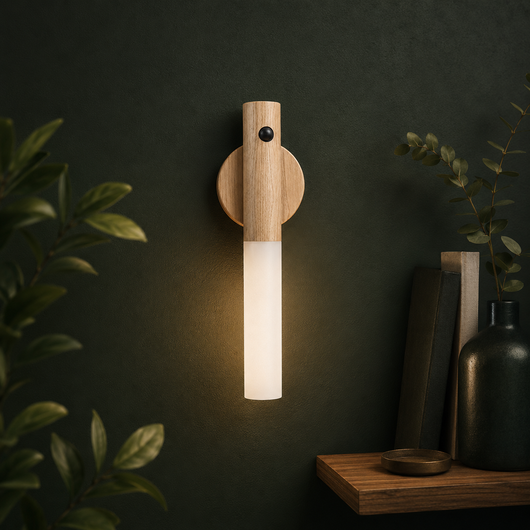 Wooden Motion Sensor Wall Light